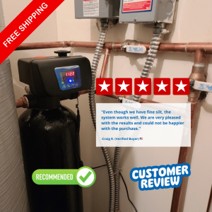 Sediment filter customer review and installation photo stating "Even though we have fine silt , the system works well. We are very pleased with the results and could not be happier with the purchase" 