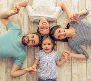 Happy family with clean water.